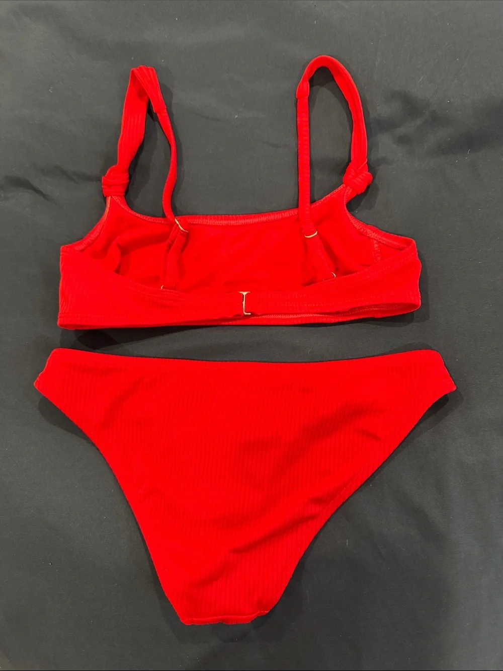 Exhilaration Red Ribbed Bikini Set - Two Piece Swimsuit- size bra s bottom